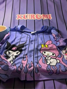 Hello Kitty & Friends Kuromi My Melody Purple Baseball Jersey